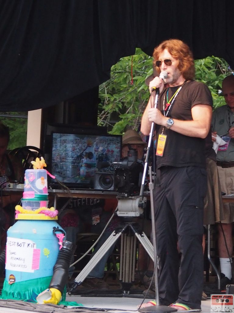 John Flynn and FestBot at the 54th annual Philadelphia Folk Festival.