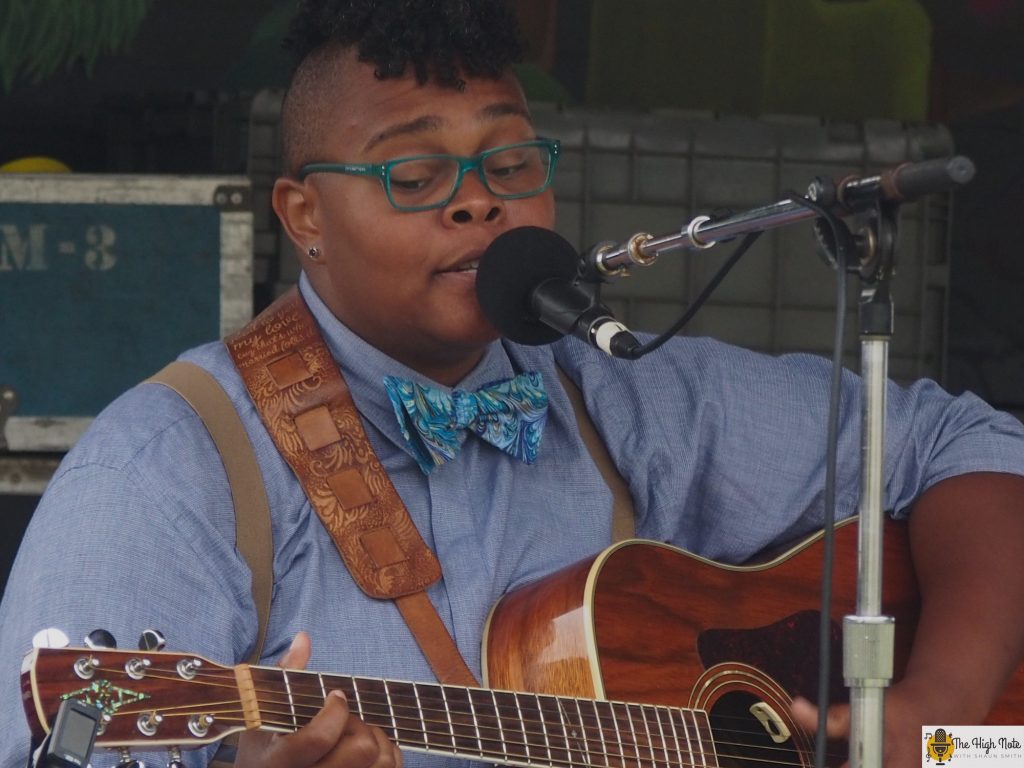 Crys Matthews performs on the Tank Stage at the 57th annual Philadelphia Folk Festival.