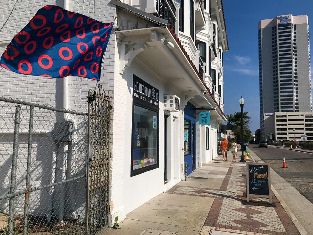 A Phish flag flies outside Homegrown AC on New York Avenue in Atlantic City.