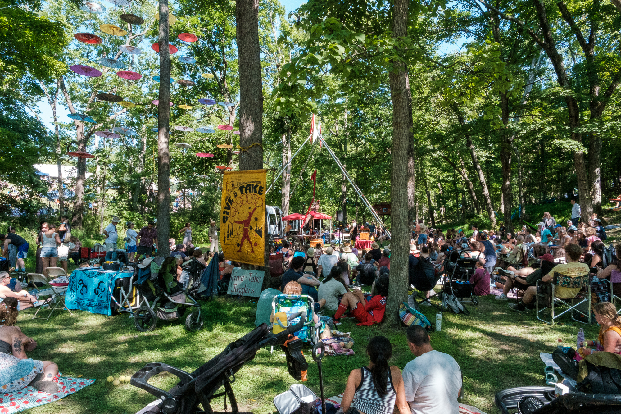 The Give and Take Jugglers perform at the 63rd annual Philadelphia Folk Festival Saturday, Aug. 15, 2026 (Shaun R. Smith/ The High Note).