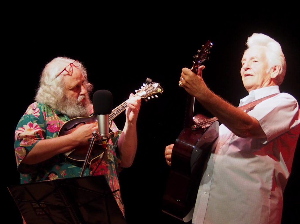 David Grisman and Del McCoury perform as Del and Dawg at the 55th annual Philadelphia Folk Festival (Shaun Smith/The High Note).