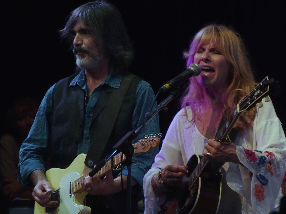 Larry Campbell and Teresa Williams perform Saturday evening on the Martin Guitar Main Stage at the 56th annual Philadelphia Folk Festival (The High Note/ Shaun R. Smith).