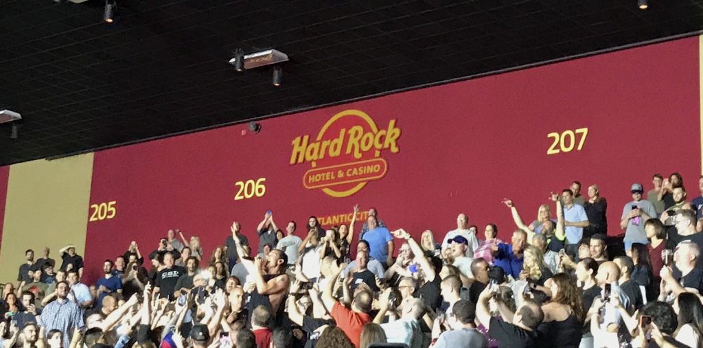 Gavin Rossdale singing in the crowd during Bush, Live and Our Lady Peace concert Friday, June 7, 2019 at Hard Rock Casino Hotel in Atlantic City, NJ (Shaun R. Smith/The High Note).