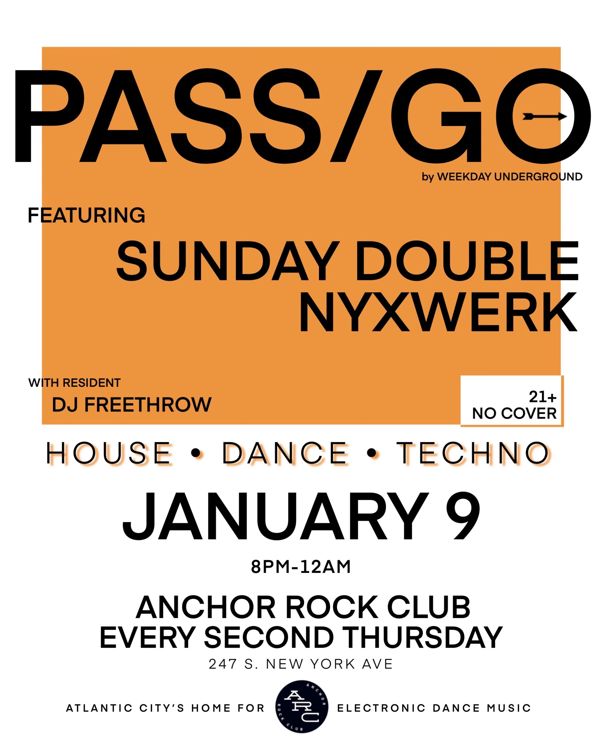 Pass Go Jan. 9 at Anchor Rock Club in Atlantic City, NJ